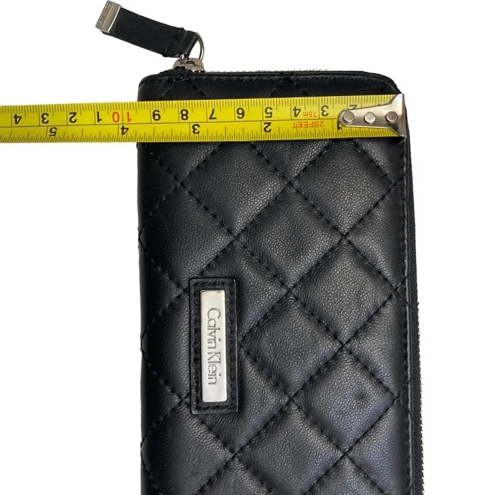 Calvin Klein black leather quilted zipper wallet